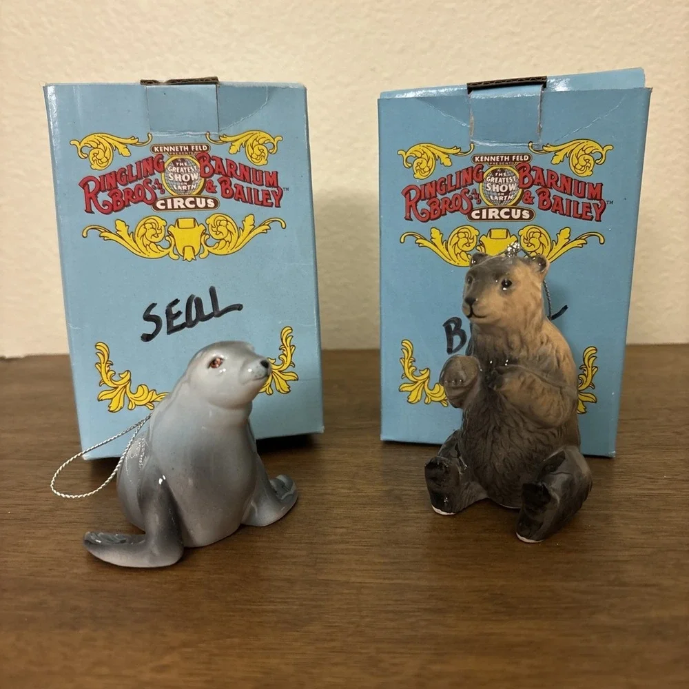 Ringling Brothers Barnum Bailey Circus‎ Ornaments NIB Seal & Bear 1988
